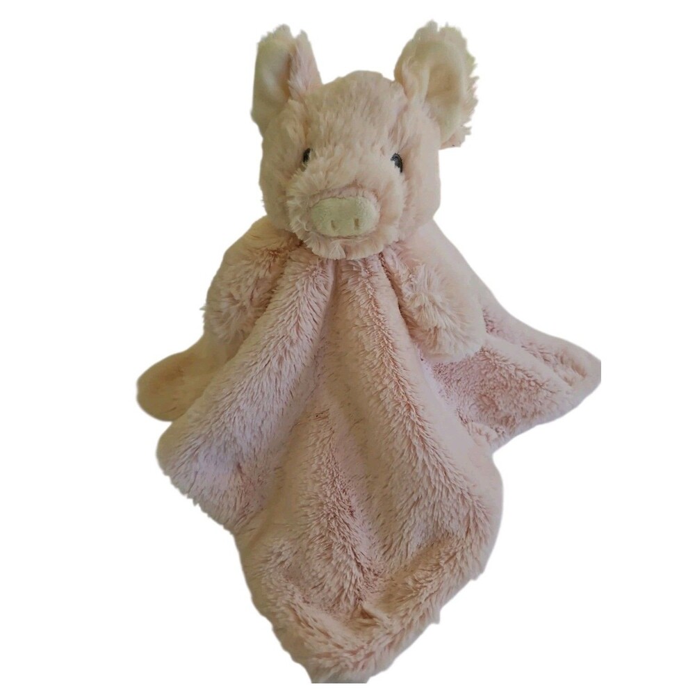 Kellytoy K Luxe Pink Pig Cream 14” Lovey Security Blanket Rattle Plush